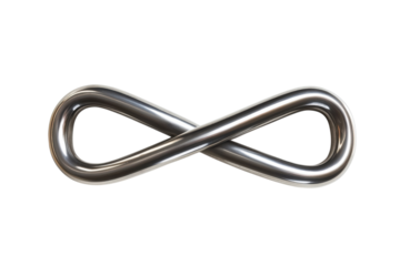 Polished steel infinity symbol sleek design bright white background perfect loop endless concept