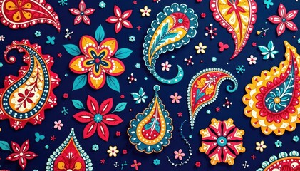 Fluid paisley design, uninterrupted continuous print, rich color , vector art, decor, textile design