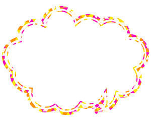 ステンドグラス風吹き出し　三角形模様　丸みのある雲形