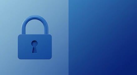 A blue padlock on a two tone blue background with a keyhole in the center of the lock face