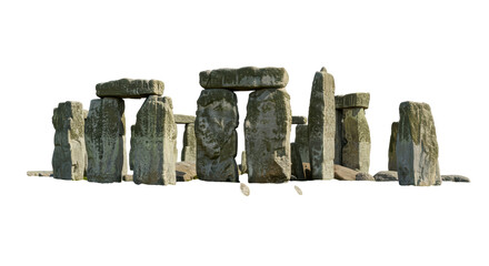 Isolated Ancient Stone Henge Monumental Structure against White Backdrop