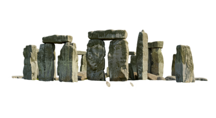 Isolated Ancient Stone Henge Monumental Structure against White Backdrop