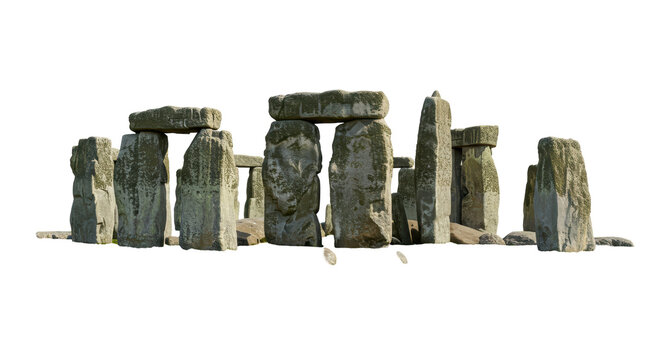 Isolated Ancient Stone Henge Monumental Structure against White Backdrop