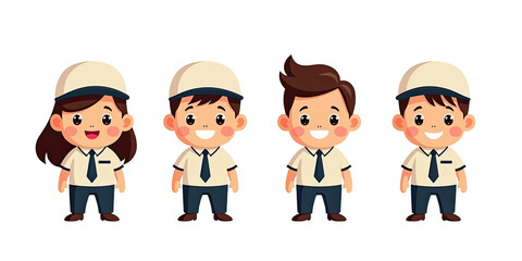 Cute Cartoon Kids in Uniforms - Cute characters