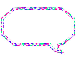 ステンドグラス風吹き出し　三角形模様　細長い八角形