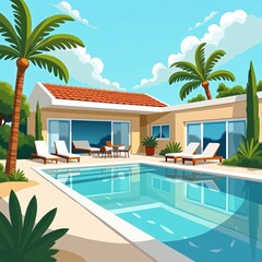 Modern vacation style by the pool