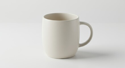 Fototapeta premium Minimalist ceramic mug on white background offering a clean and modern aesthetic perfect for showcasing branding or simple product presentations in studio lighting