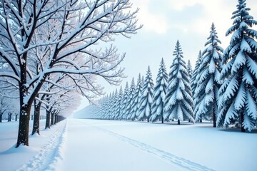 Snow covered branches, stark winter scene on white, landscape photography, ice, minimalist