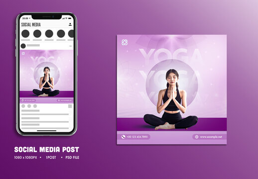 International Yoga Day Editable Social Media Post with Woman Meditating to Promote Wellness, Mindfulness and Healthy Living.