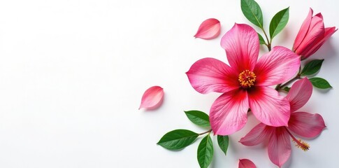 Obraz premium White background with an isolated botanical specimen, flowers, petals,