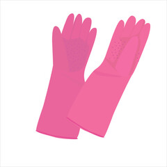 Rubber gloves vector illustration in cartoon style. Accessory to protect hand when doing housework. House cleaning tool, cleaning supplies flat vector isolated on white background.