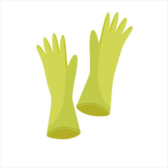Rubber gloves vector illustration in cartoon style. Accessory to protect hand when doing housework. House cleaning tool, cleaning supplies flat vector isolated on white background.