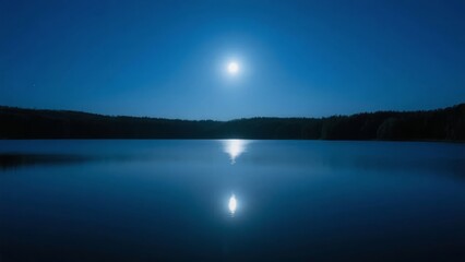 Fototapeta premium Moonlit Lake with Reflection