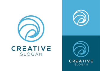 Abstract waves forming letter P inside circle logo design
