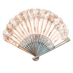 Elegant hand fan with intricate lace design evokes vintage charm