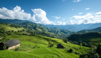 Fototapeta premium Lush terraced rice paddies (1)