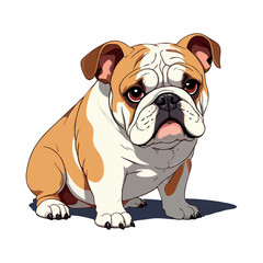 Cute bulldog sitting vector graphic and illustration