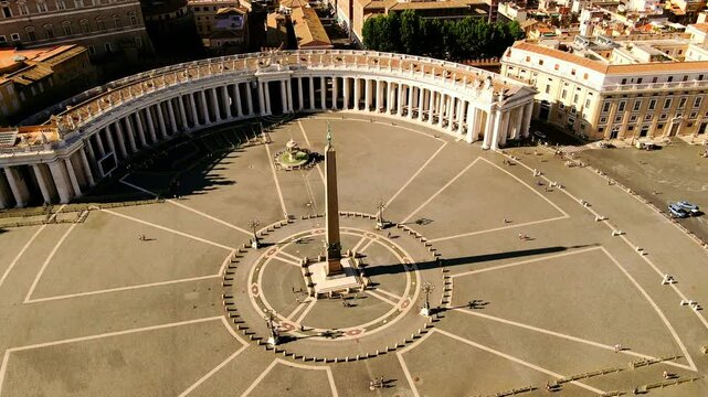 Serene morning light reveals Vatican historic heart and majestic obelisk center