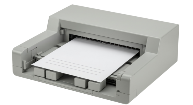 Isolated Dot Matrix Printer Printing Paper Sheet