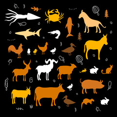 animals silhouette bundle set vector