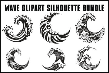 Obraz premium Wave Clipart Silhouette Bundle 