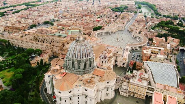 Overhead view reveals sacred harmony between Vatican dome and Roman skyline