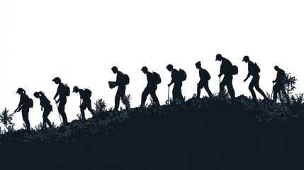 Obraz premium Hikers ascending a mountain
