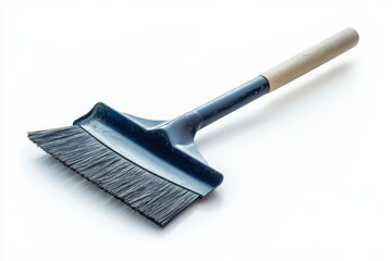 Sturdy blue push broom with stiff bristles perfect for tough cleaning jobs shown against a clean