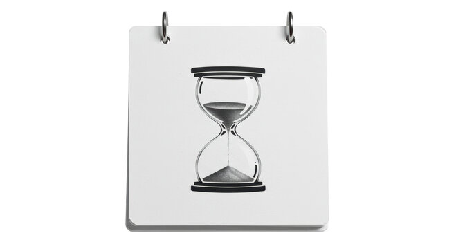 Isolated Hourglass on Calendar Page Symbolizing Time