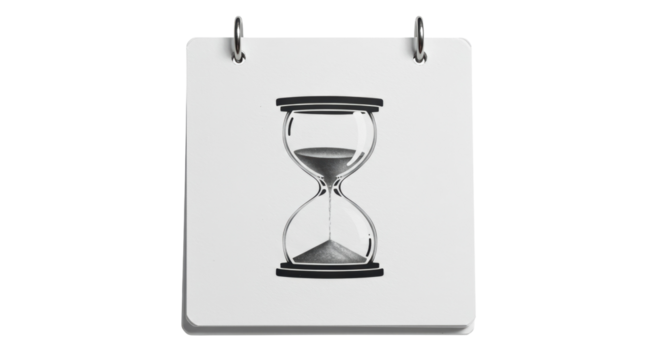 Isolated Hourglass on Calendar Page Symbolizing Time
