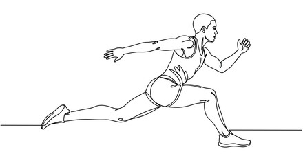 Runner in Motion Sprinting Against a Minimalist Background  