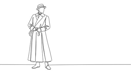Obraz premium Minimalist line art character standing confidently 