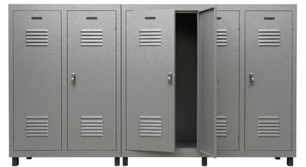 Isolated Grey Metal School Lockers
