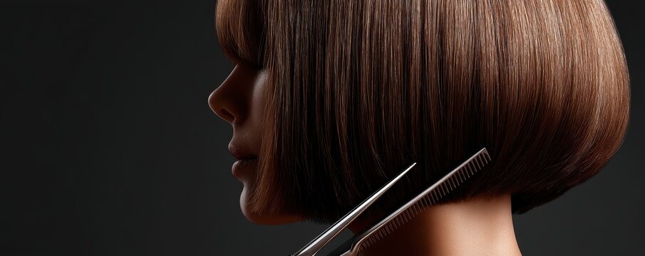 Stylist carefully cuts hair, highlighting precision and skill - modern stylish coiffure clean neat
