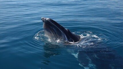 Obraz premium Humpback Whale Breaching Surface: Marine Life Encounter
