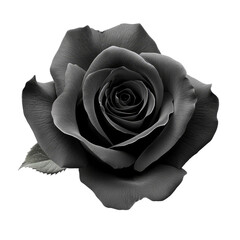 Elegant black rose isolated on a transparent background with intricate details and smooth textures, Black rose isolated on transparent background. Black color rose flower transparent background