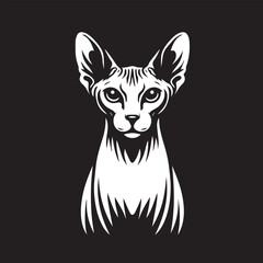 Sphynx Cat Vector Black and White Line Art Illustration	
