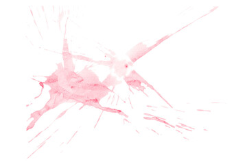 Pink watercolor splash with dynamic splash effect on transparent background. Watercolor brush.