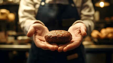 Delicious Homemade Beef Patty Ready to Grill Close Up Hands Holding