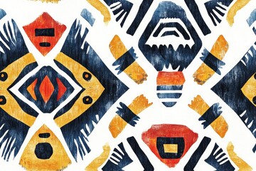 Bold geometric patterns showcase vibrant colors and intricate de