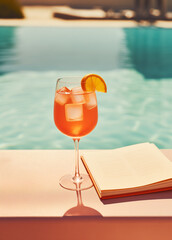 Tequila Sunrise cocktail with tequila, grenadine and orange juice on the bar.