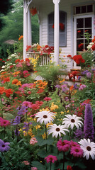 Naklejka premium Beautiful home garden in full bloom