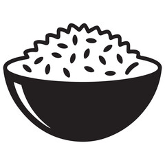 rice Vector Black silhouettes. with white background, A bowl rice vector, Simple Design vector icon. Food