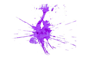 Naklejka premium Purple watercolor splash with dynamic splash effect on transparent background. Watercolor brush.