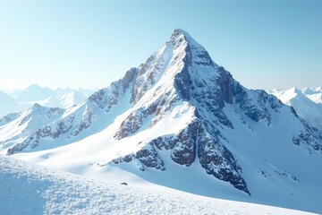 Obraz premium Snow-covered mountain peak, pristine white landscape, untouched, white background