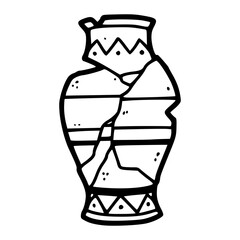 broken ancient vase outline vector
