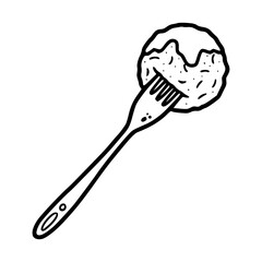 food icon : meatball skewered on fork vector artwork