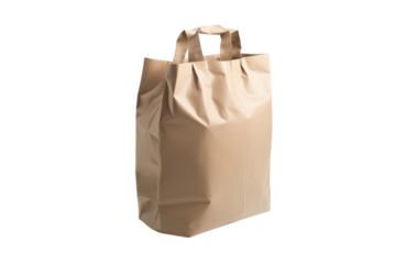 Simple brown paper bag with handles studio shot on white background perfect for packaging or takeout