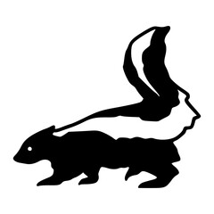 black and white skunk vector drawing
