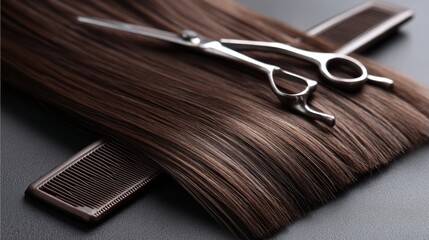 Shiny, freshly-cut hair displayed on a salon's surface - beauty curly glamorous wavy